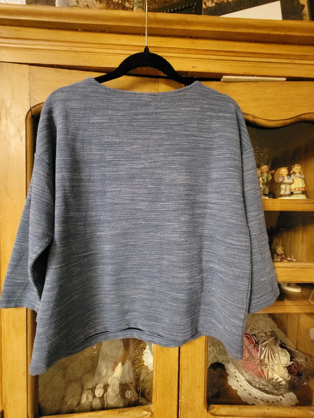 Chico's Heathered Blue Scoop Neck Knit Top
